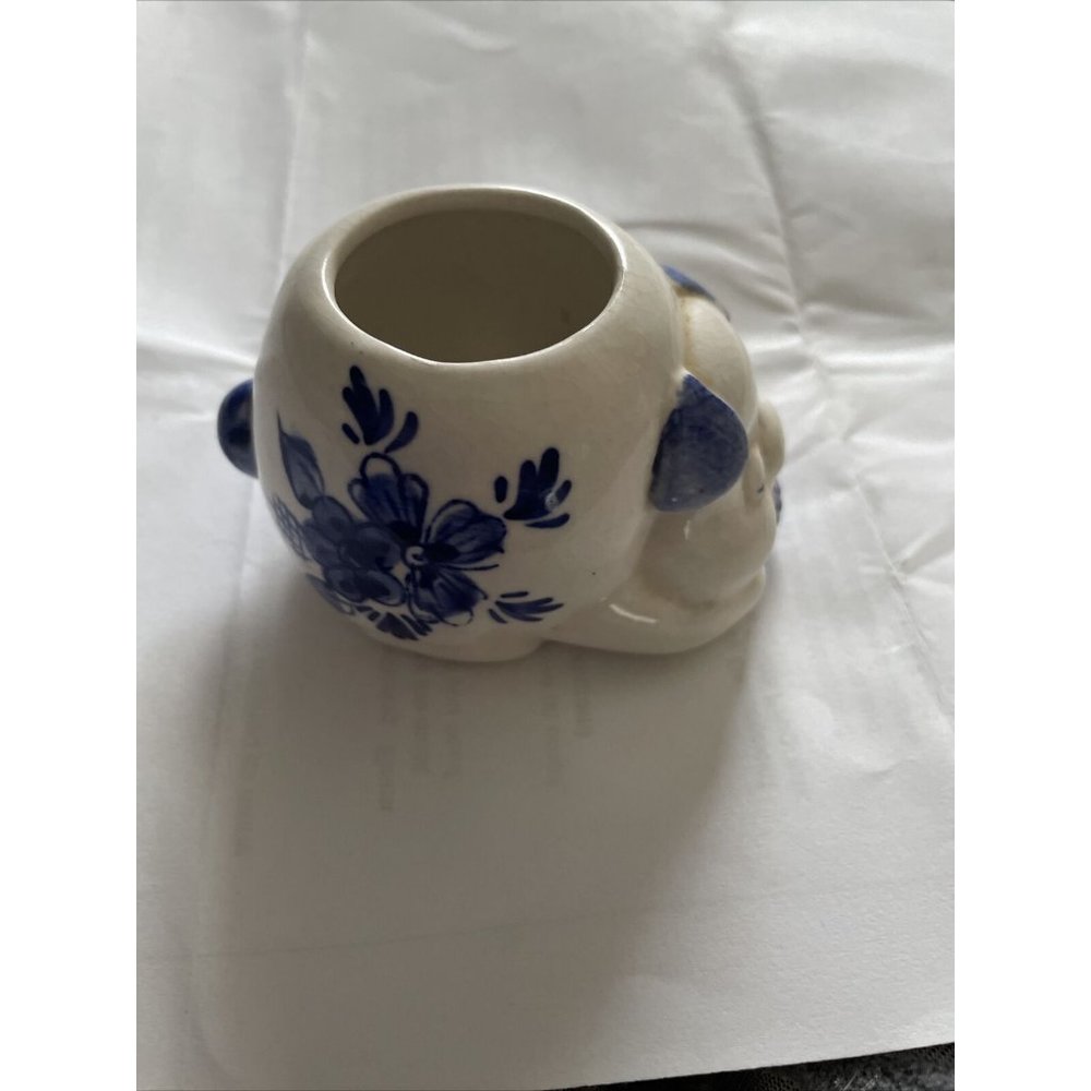 Vintage JOA Delft blue toothpick holder Smiling